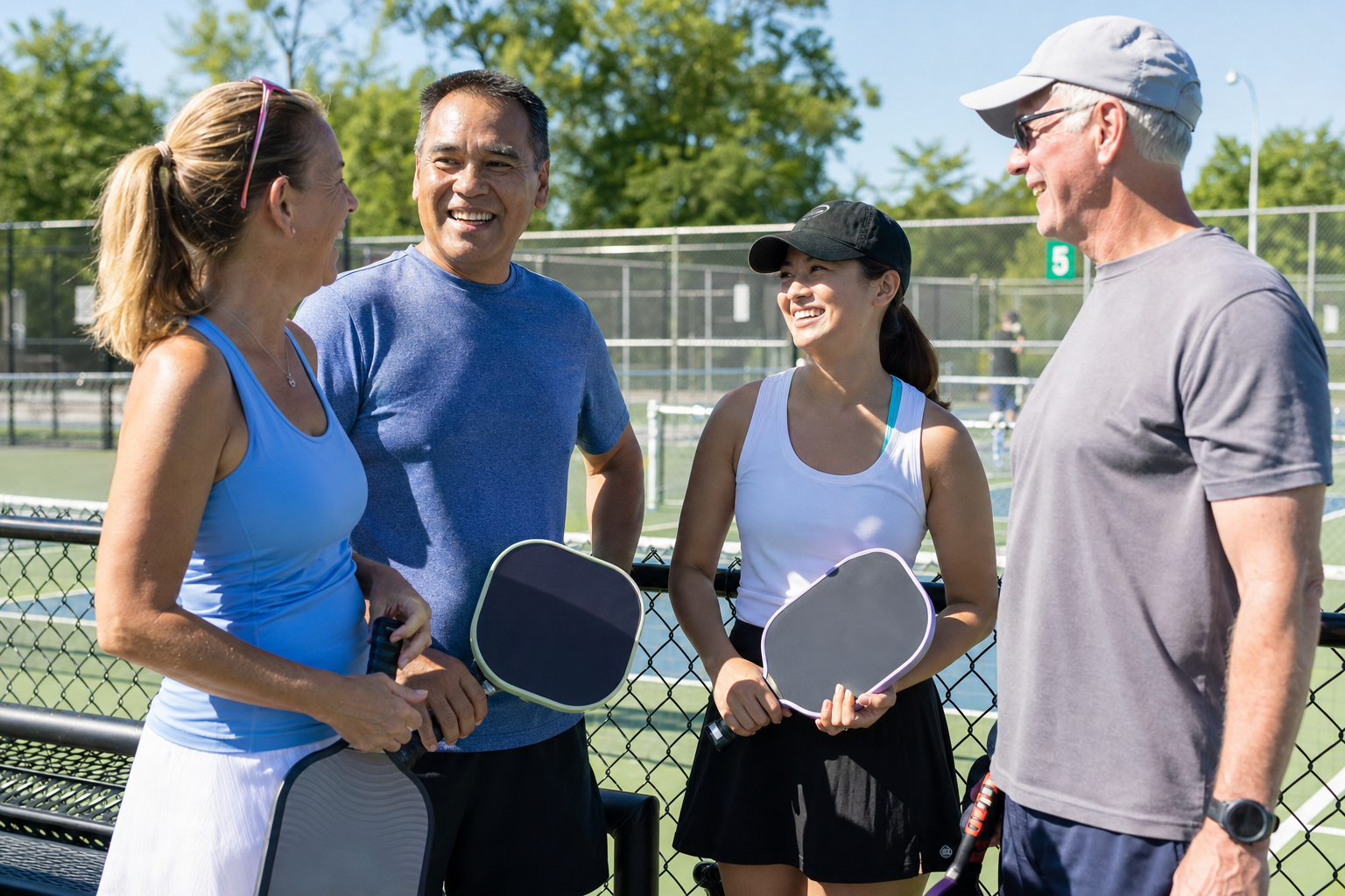 Pickleball players at the court