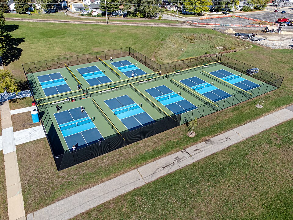 Players on a pickleball court in Palm Desert