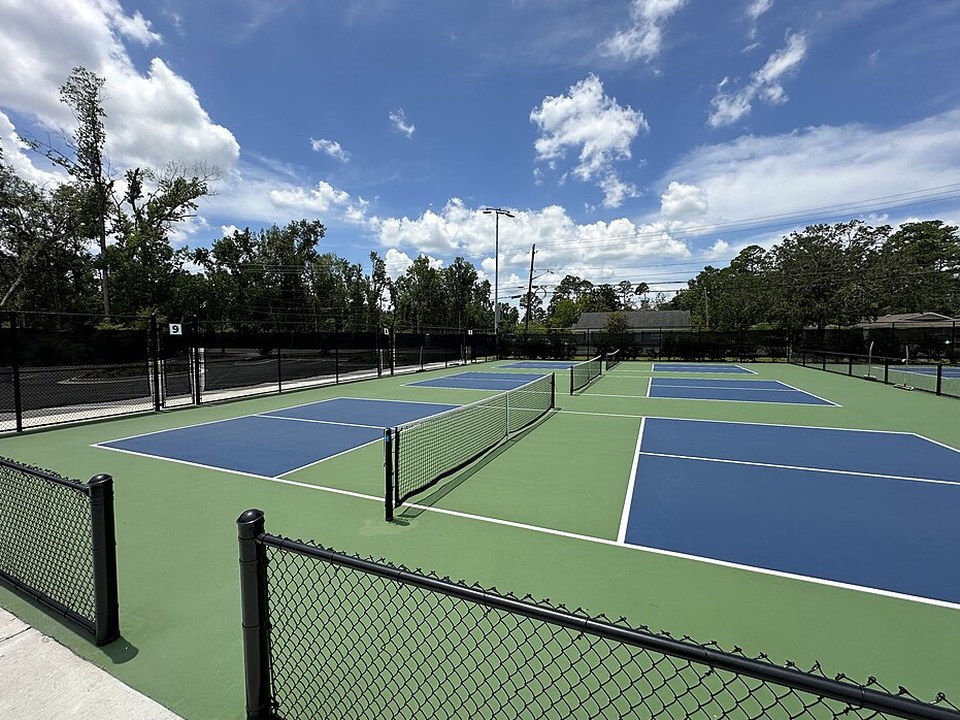 A sunny pickleball court scene on Florida’s Treasure Coast